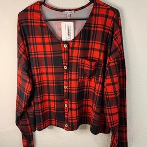 Buffalo plaid long sleeve top